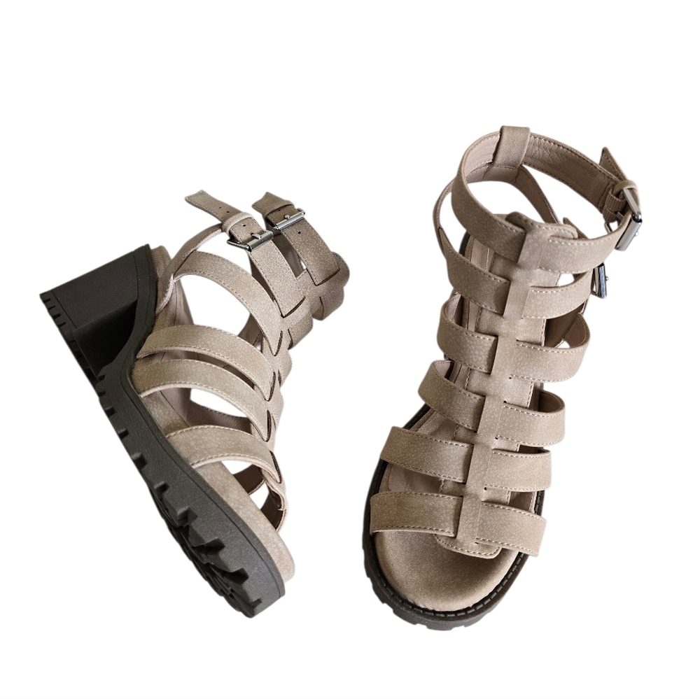 New 🤎 Dirty Laundry Women's Fun Stuff Natural High Heel Gladiator Sandals - Picture 11 of 16
